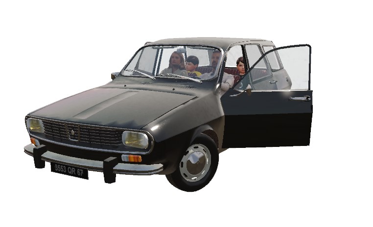 CAD59-R12TL-Break 1971- Noir 699 - Simili Rouge