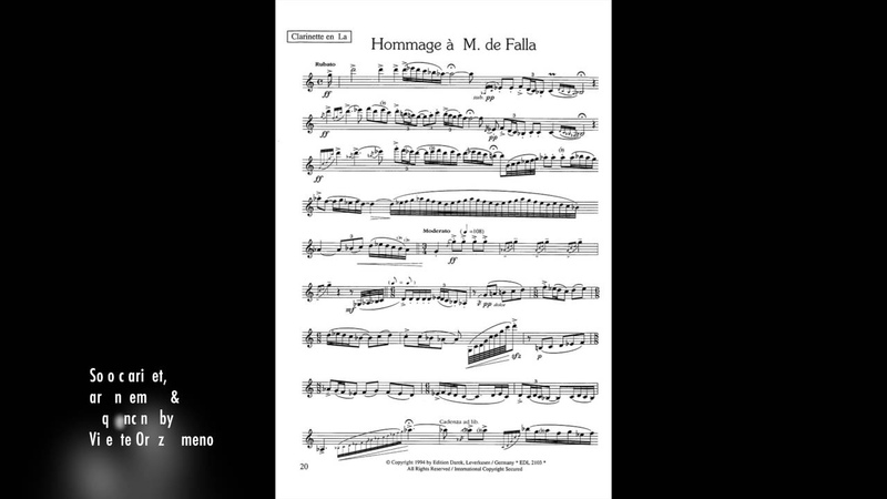 Kovacs: Hommage à M. de Falla Arr. for clarinet and orchestra ( Vicente Ortiz