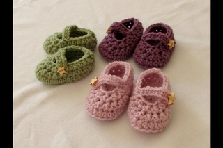 How to crochet easy baby Mary Jane shoes - booties / slippers for beginners