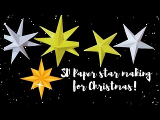 How to make 3D Paper Star, Christmas Star, Easy paper star - DIY, 3D Christmas Stars with Paper