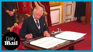 King Charles III signs the Proclamation at St James’s Palace
