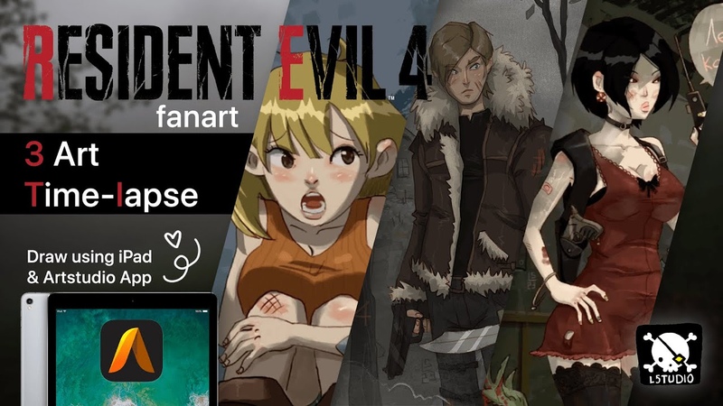 Ashley Graham, Leon S. Kennedy and Ada Wong art drawing process. Resident evil fanart time